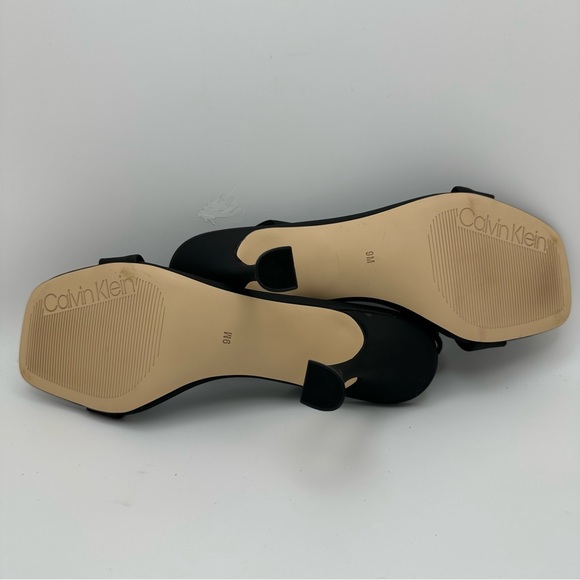 CALVIN KLEIN 9M Black Padded Goring Byrona Square Toe Sculpted Heel Slip On NWOT - Picture 9 of 11